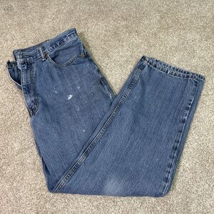 Levi's 550 Distressed Blue Denim Relaxed Fit Jeans 38x32 (paint flaws